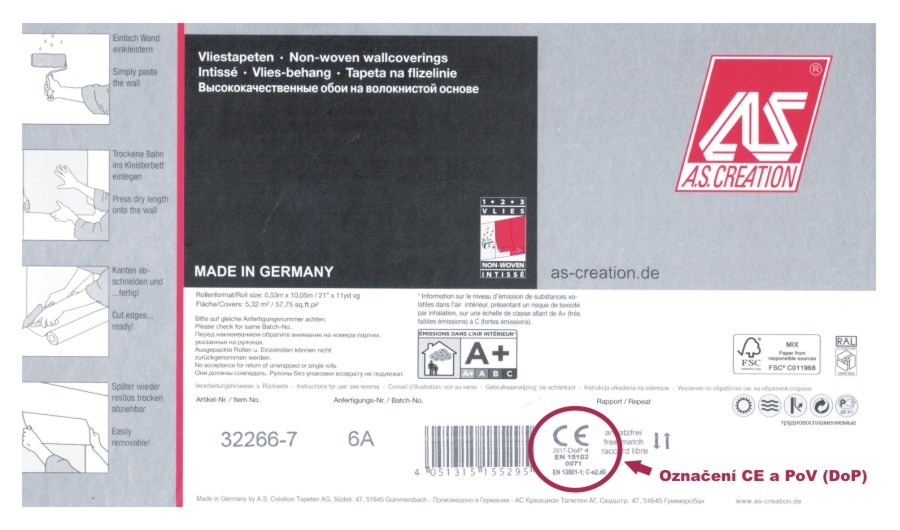 etiketa tapety na stenu AS Creation - certifikácia CE